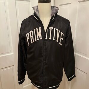 Primitive Skateboarding Hooded Varsity Bomber Jacket Black Small